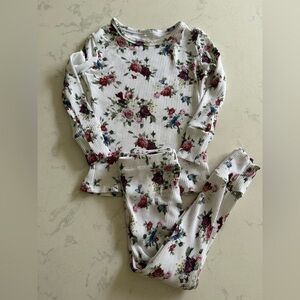 Posh Peanut Ribbed Floral Pajama Set Size 3-4T